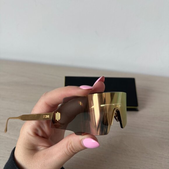 NWOT Fendi FF 0440/S Mirror Gold Sunglasses Rimless Frame Shield Shape - Picture 13 of 14